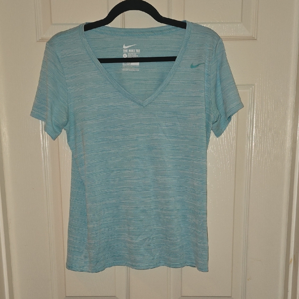 Nike Women's Light‎ Blue V-Neck Top